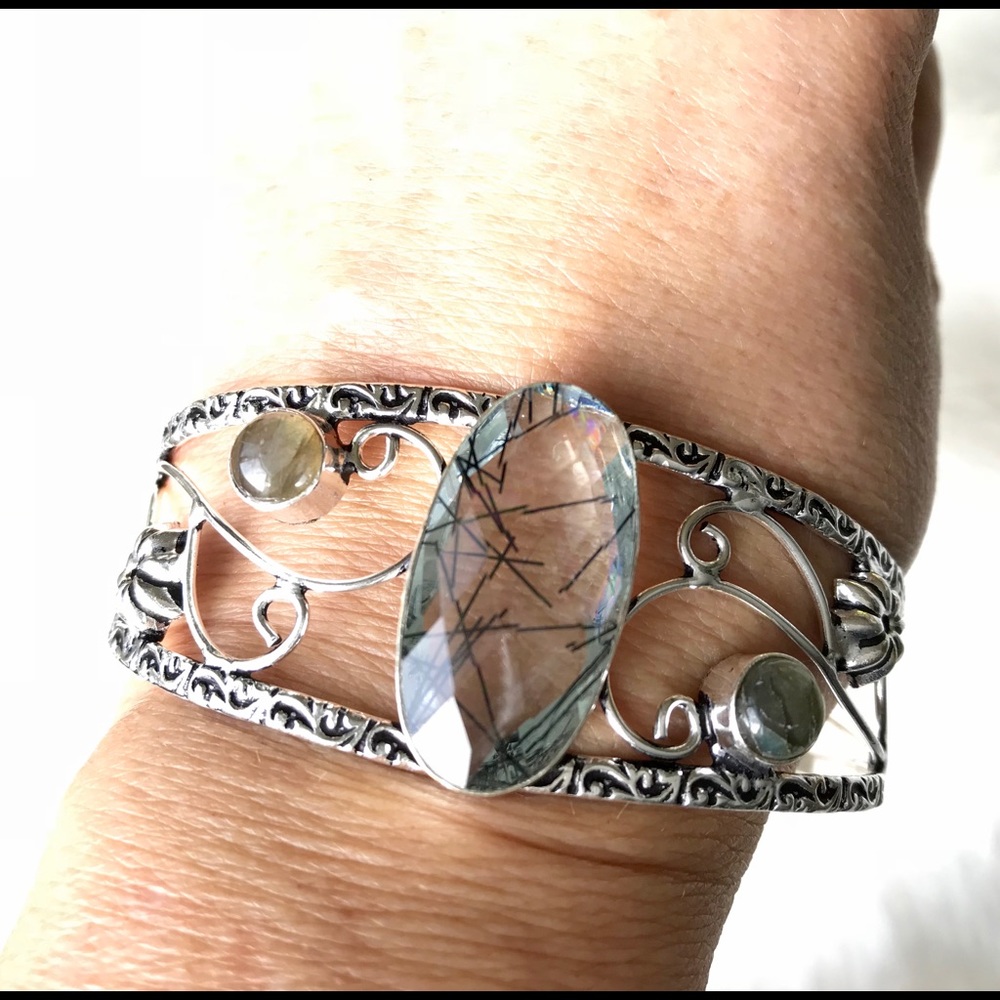 Gorgeous Lab. Created Black Rutile & Labradorite. - image 2